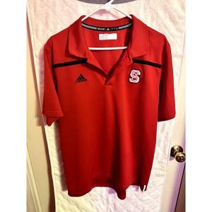 Adidas NC State Black and Red Short Sleeve Athletic Polo Size L